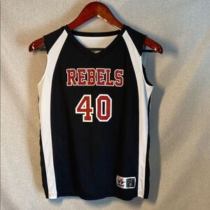 Rebels Black and White Reversible Basketball Jersey. Size XL Youth.